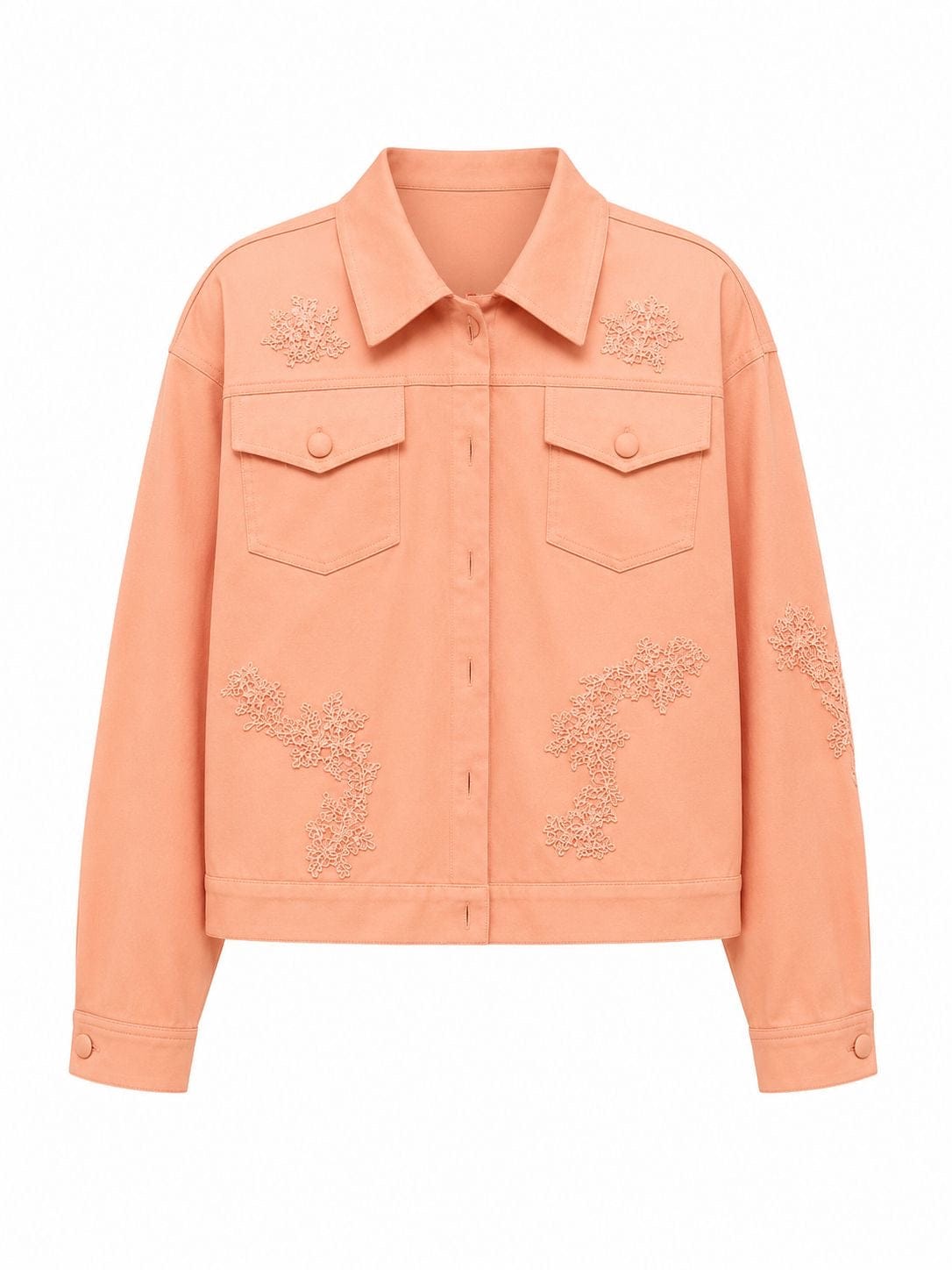 Maison Clad JACKET DENIM PEACH LACE EMBROIDERY  MCL11466