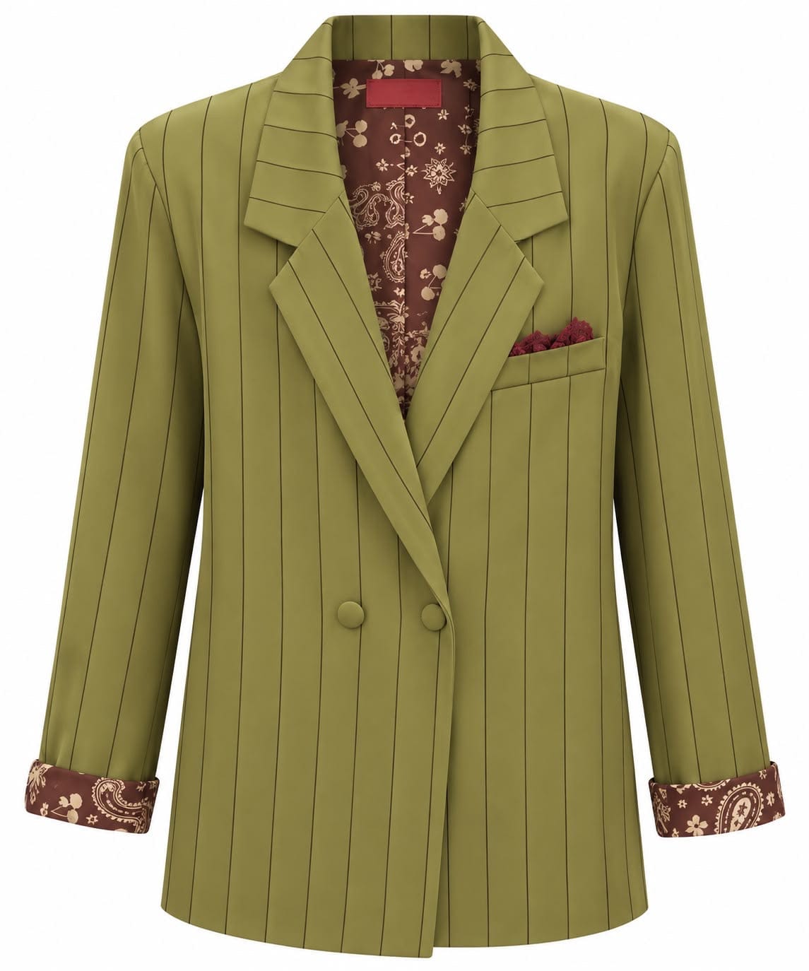 JACKET JUSTIN CREPE PINSTRIPES LINING BANDANA CHERRY BURGUNDY LACE MCL13353