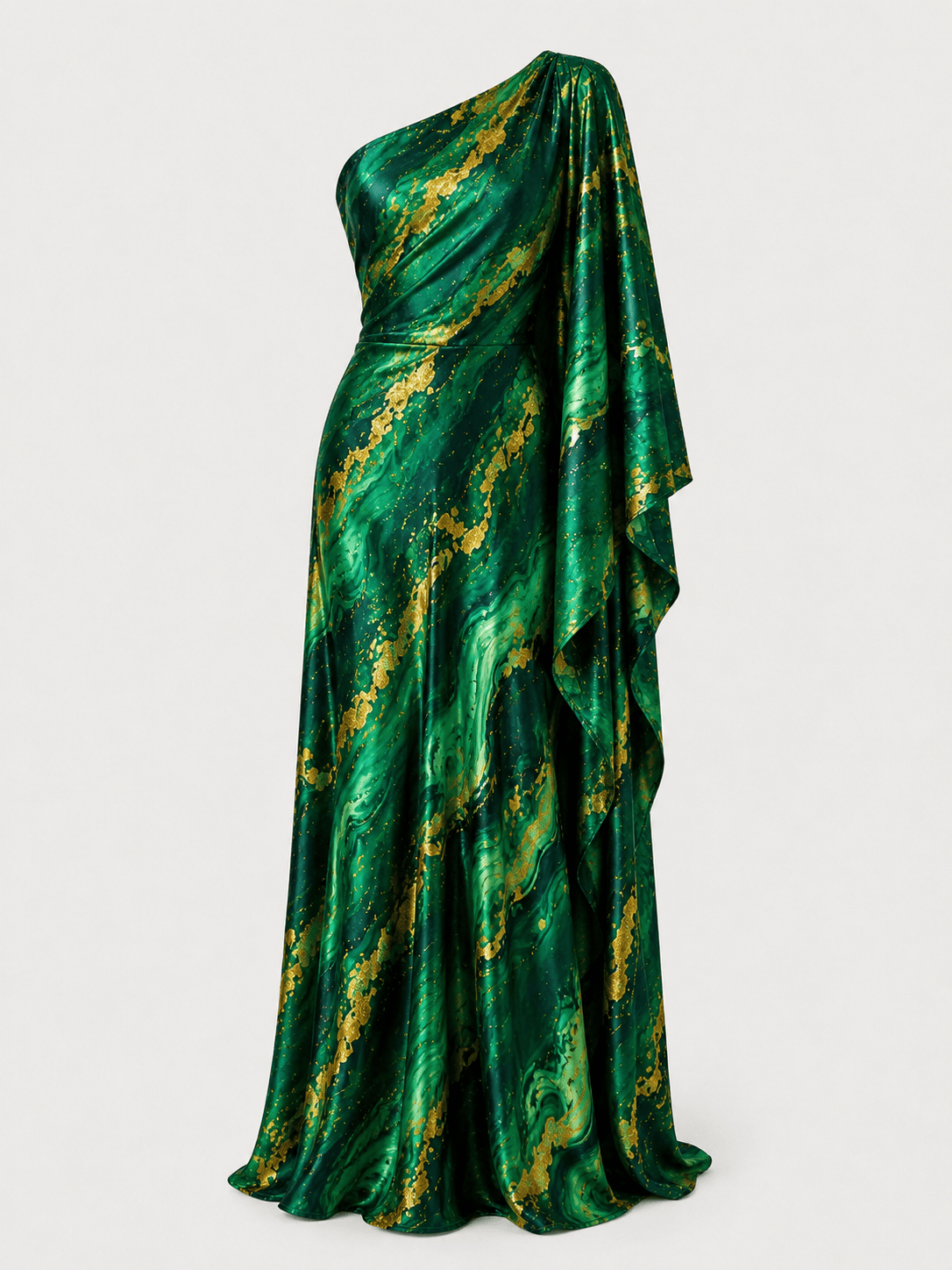 Maison Clad KAFTAN ONE SHOULDER LUMIA MALACHITE GREEN MCL11526