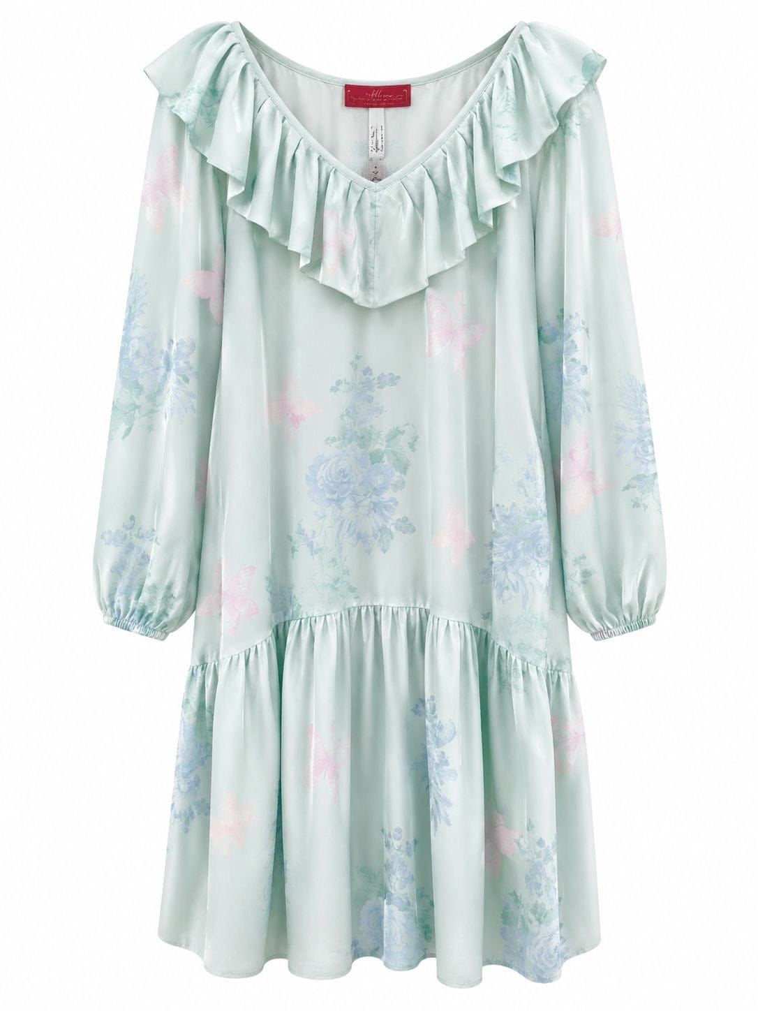 Maison Clad MAXI FRILLS DRESS MINT FLORAL MCL11847