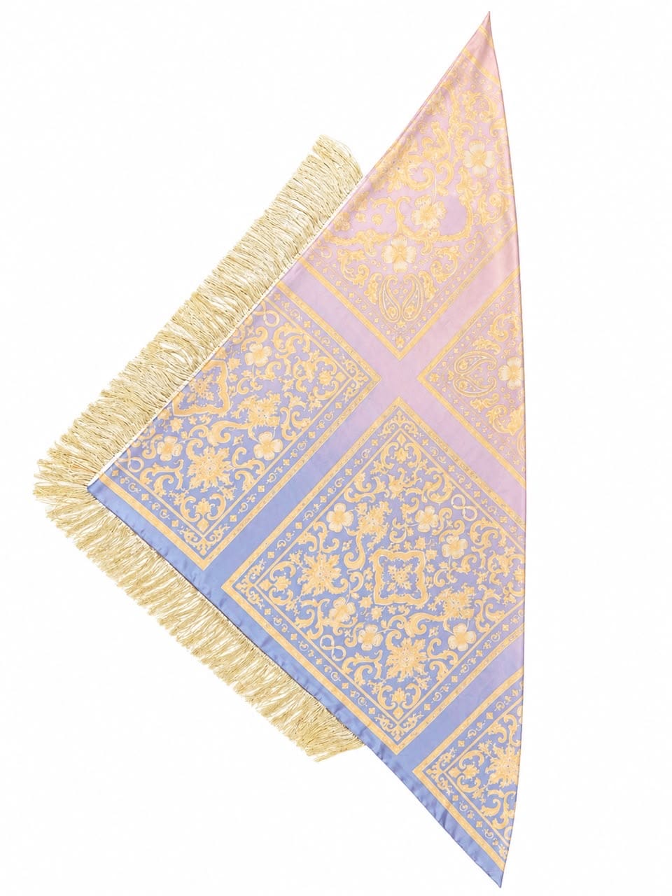 Maison Clad MAXI SCARF FRINGES MOSAIC BANDANA GRADIENT PURPLE YELLOW  MCL12265