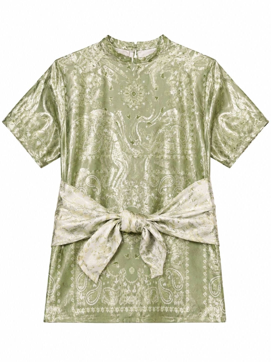 Maison Clad MINI DRESS PAOLA OLIVE GREEN WAVE SILK MCL12139