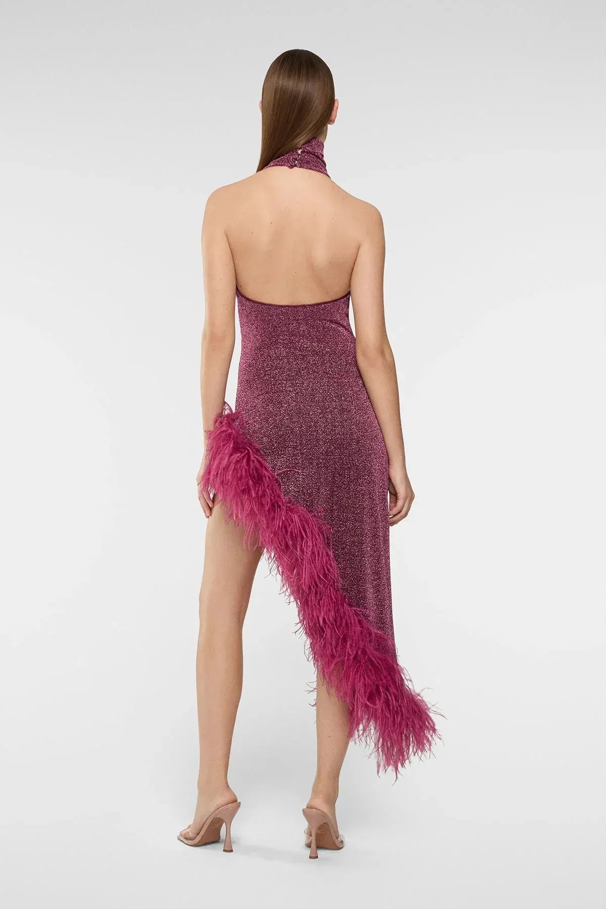 Maison Clad OSEREE LUMIERE DRESS FEATHERS AUBERGINE MCL12406