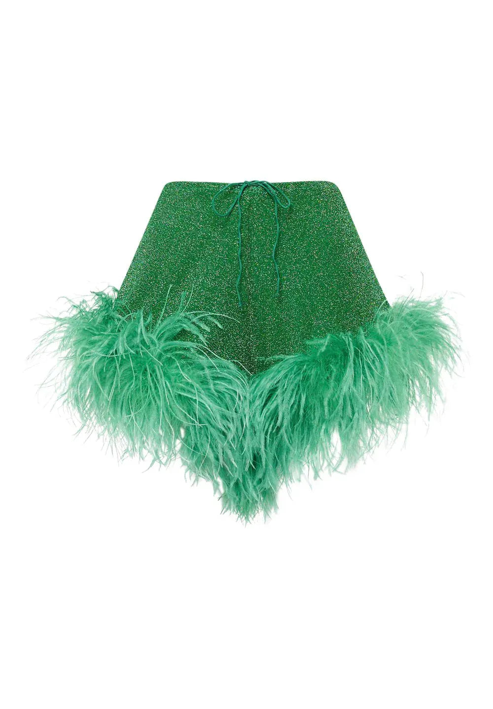 Maison Clad OSEREE LUMIERE SHORT GREEN OSTRICH FEATHERS MCL12397