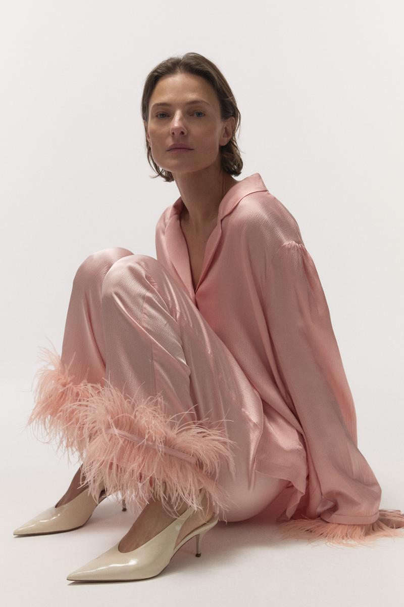 Maison Clad PYJAMA SET OSTRICH FEATHER LIGHT PINK  - AVAILABLE IN  XS, S, M, L -  MCL13314