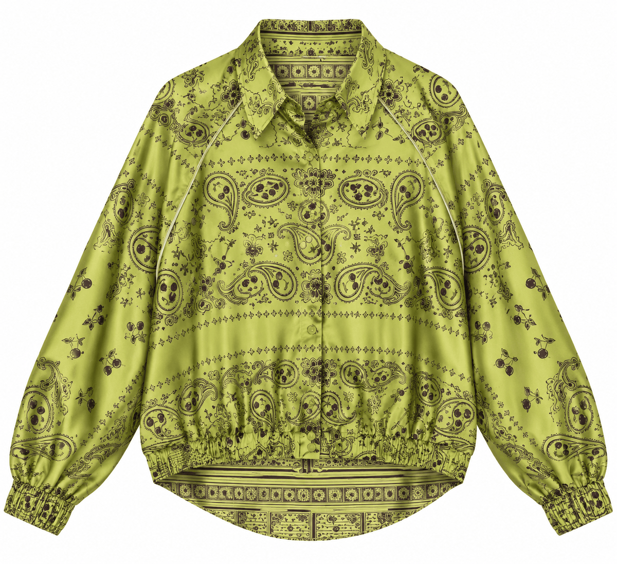 Maison Clad REVERSIBLE BOMBER CHERRY BANDANA GREEN MCL13282