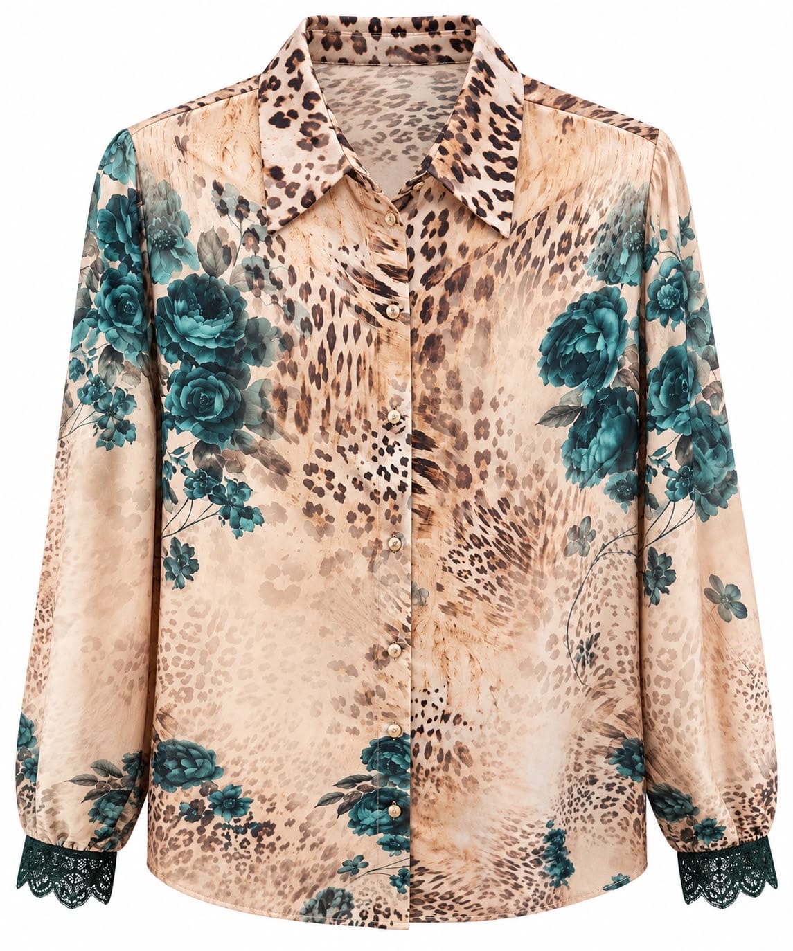 Maison Clad SHIRT ALLEGRA LEO ROSES EMERALD  MCL13453