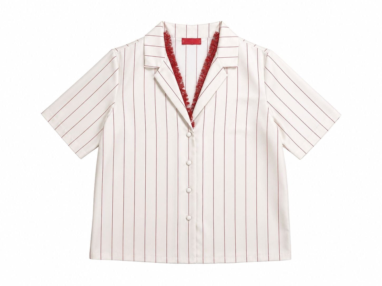 Maison Clad SHIRT ARTY PINSTRIPES CHERRY FRENCH LACE MCL11417