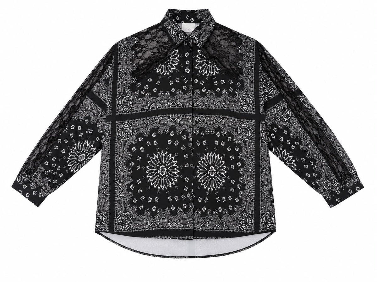 Maison Clad SHIRT BIANKS LACE DETAIL BLACK BANDANA MCL13046
