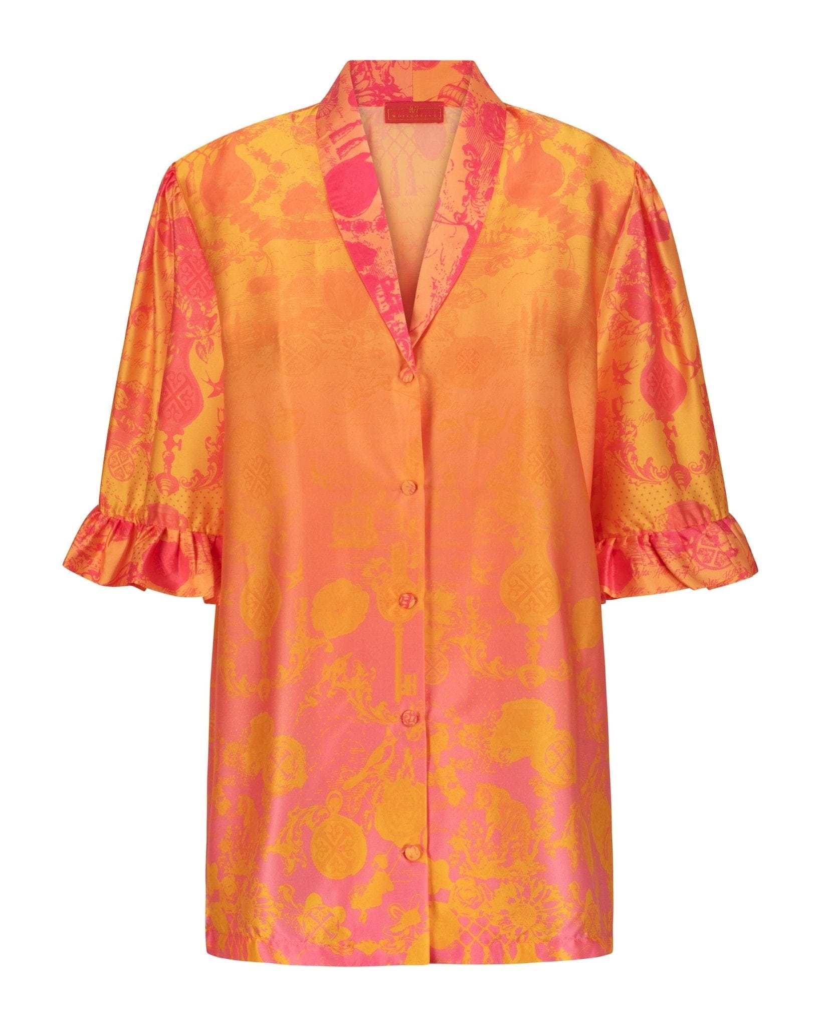 Maison Clad Shirt  Frills Jouy Pink Gradient MCL00487