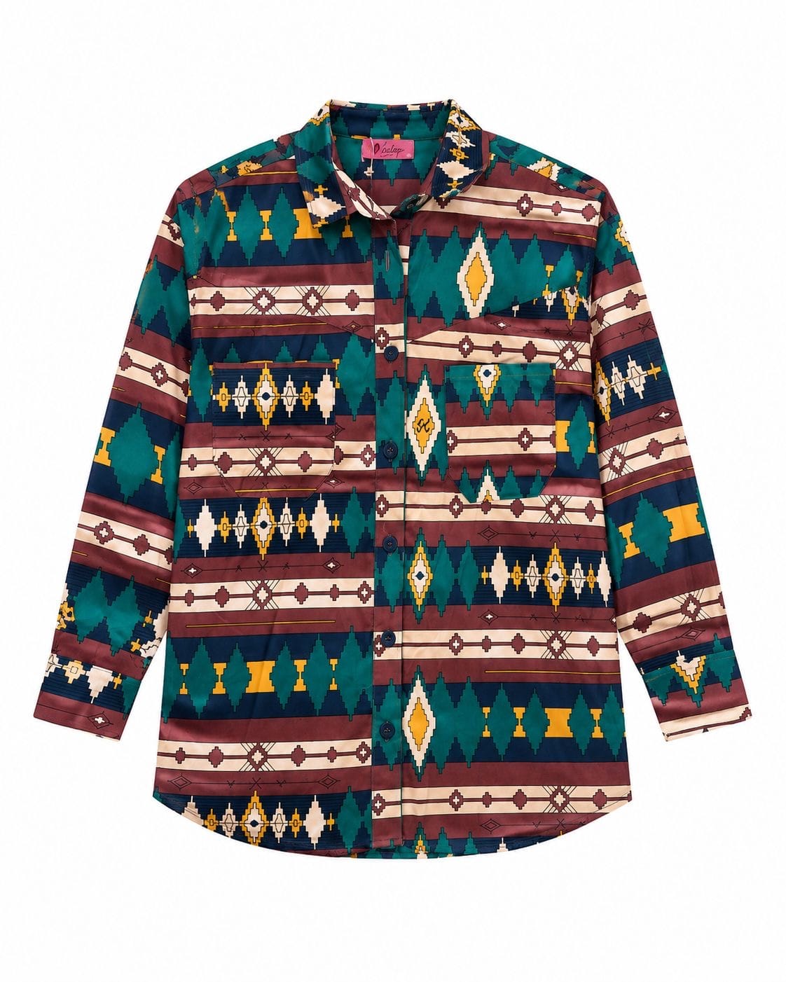 Maison Clad SHIRT LOSANGE GREEN BROWN  MCL11884
