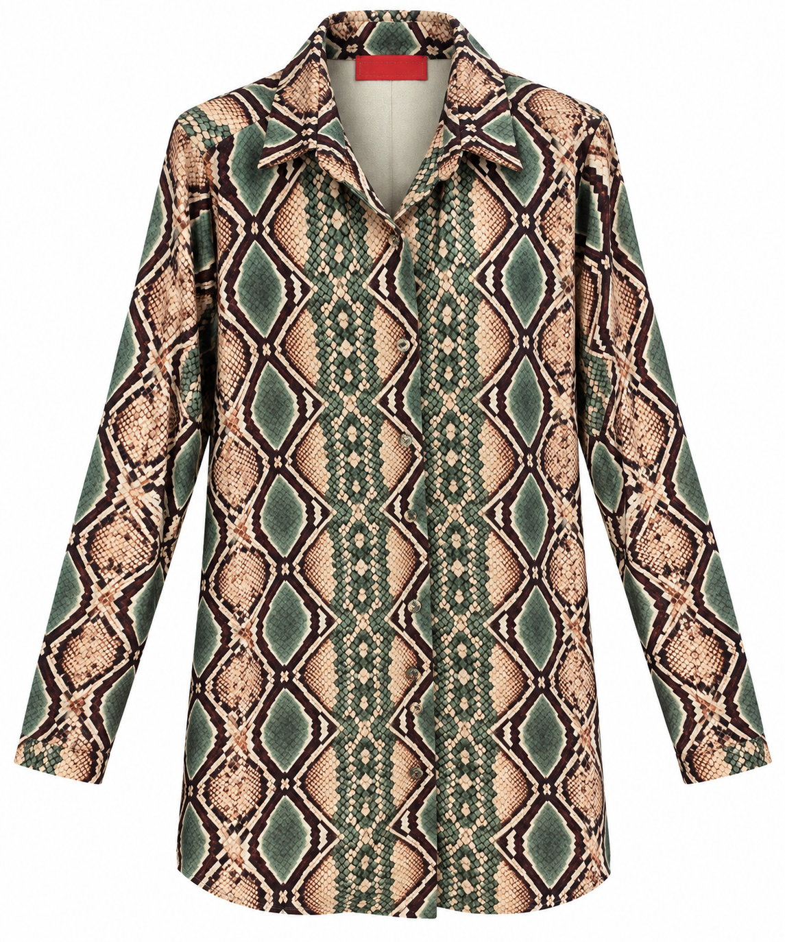 Maison Clad SHIRT MARLENA SUEDE GREEN BROWN SNAKE MCL13399
