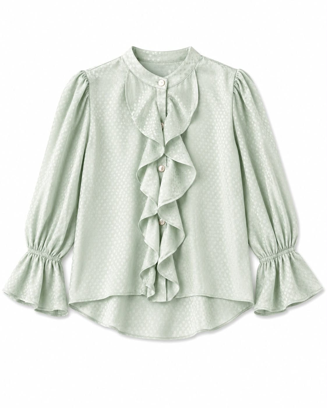 Maison Clad SHIRT RUFFLES GREEN MCL12376