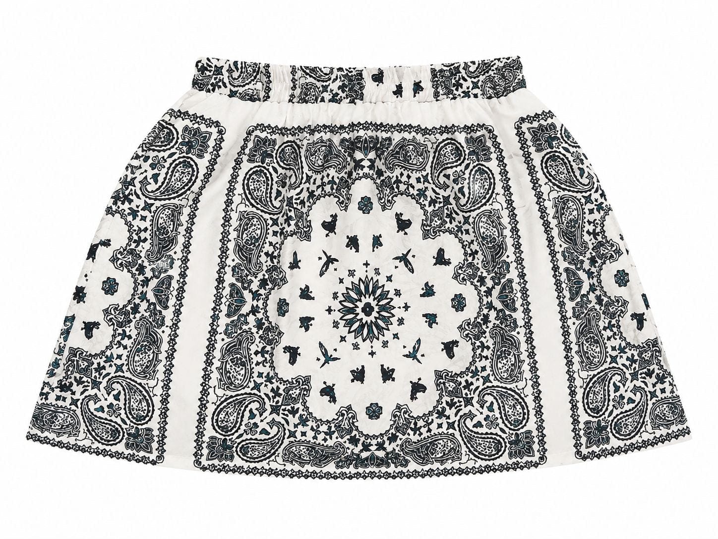 Maison Clad SKIRT JILLY BANDANA BLACK AND WHITE WAVE SILK PLACEMENT MCL12161