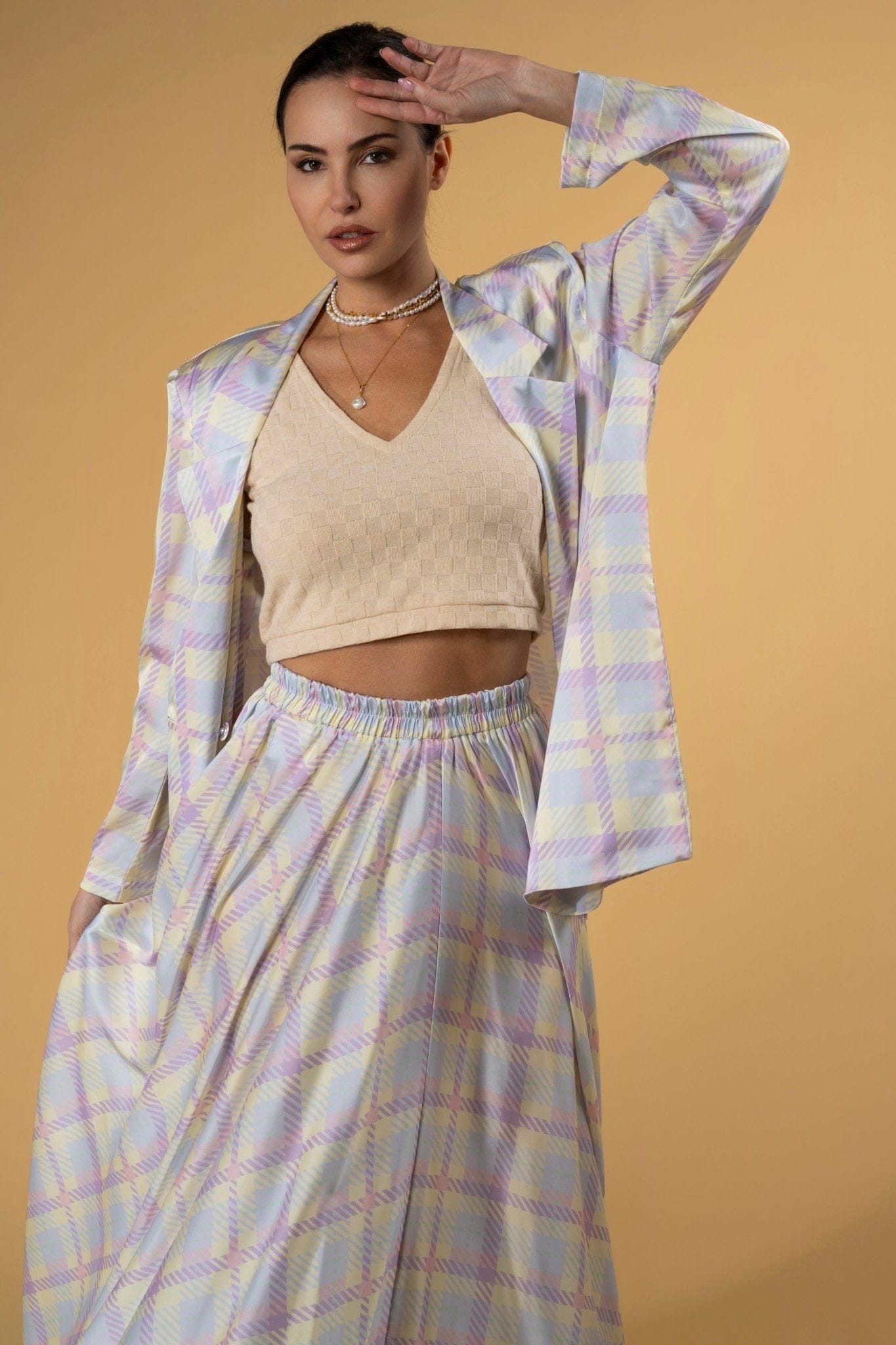 Maison Clad SKIRT KARLY CHECKS PURPLE YELLOW MCL00888