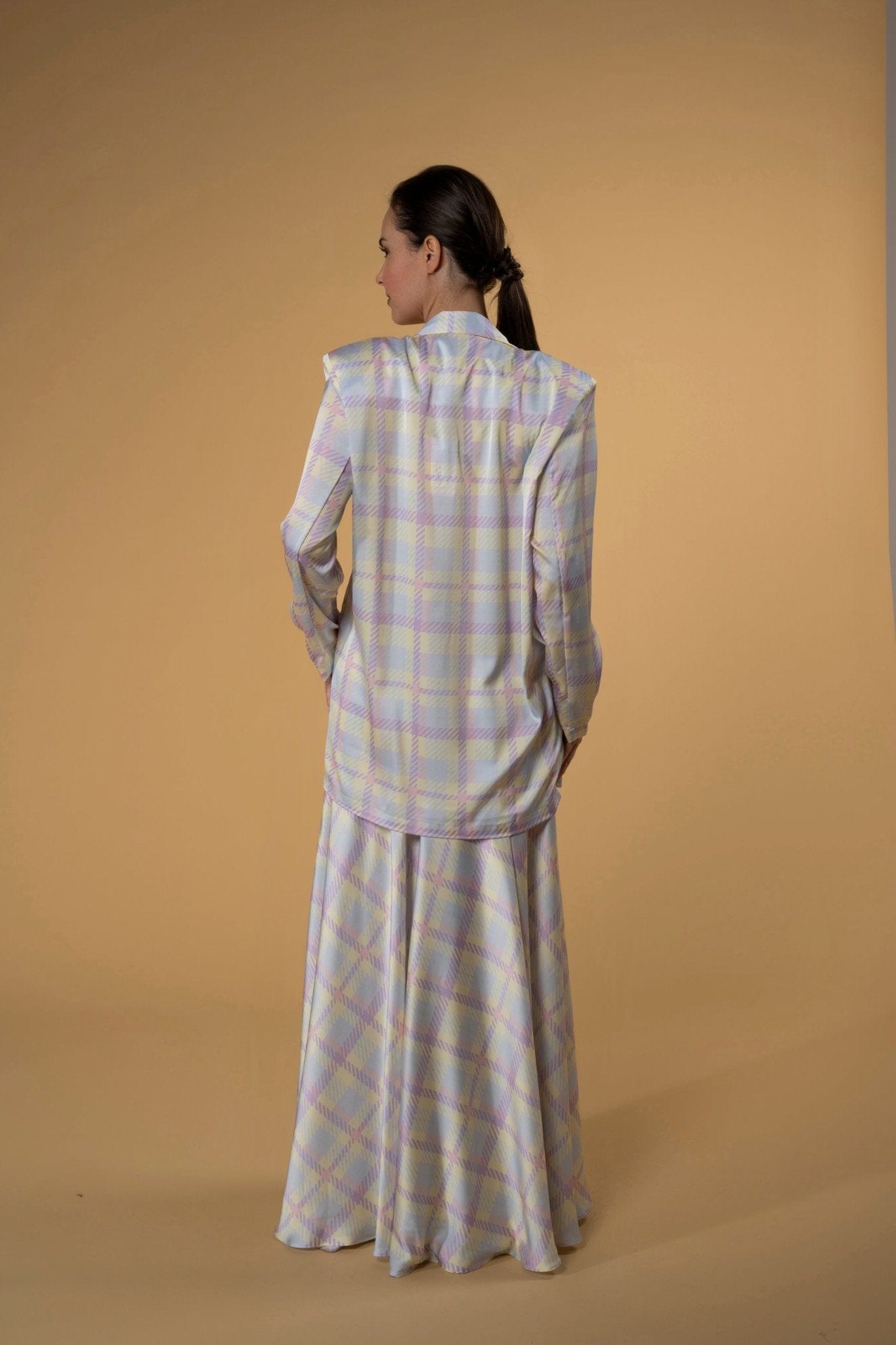 Maison Clad SKIRT KARLY CHECKS PURPLE YELLOW MCL00888