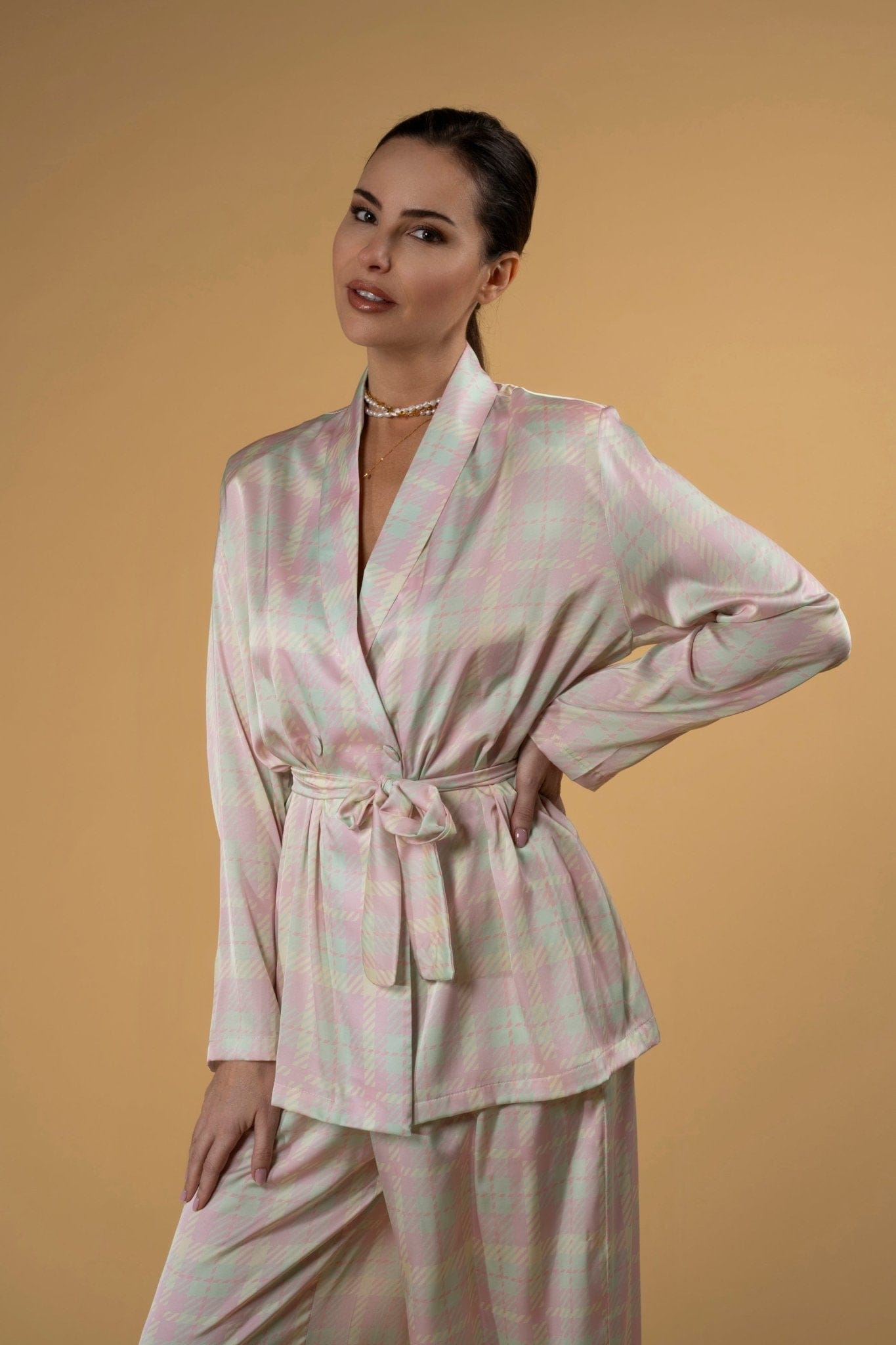Maison Clad TROUSER JACKOMO CHECKS PINK MINT MCL00892