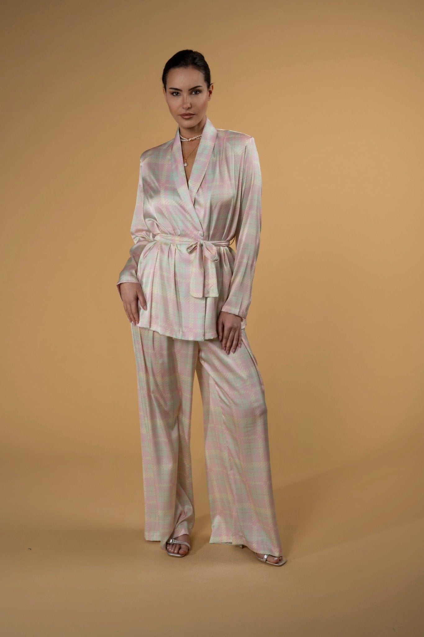 Maison Clad TROUSER JACKOMO CHECKS PINK MINT MCL00892