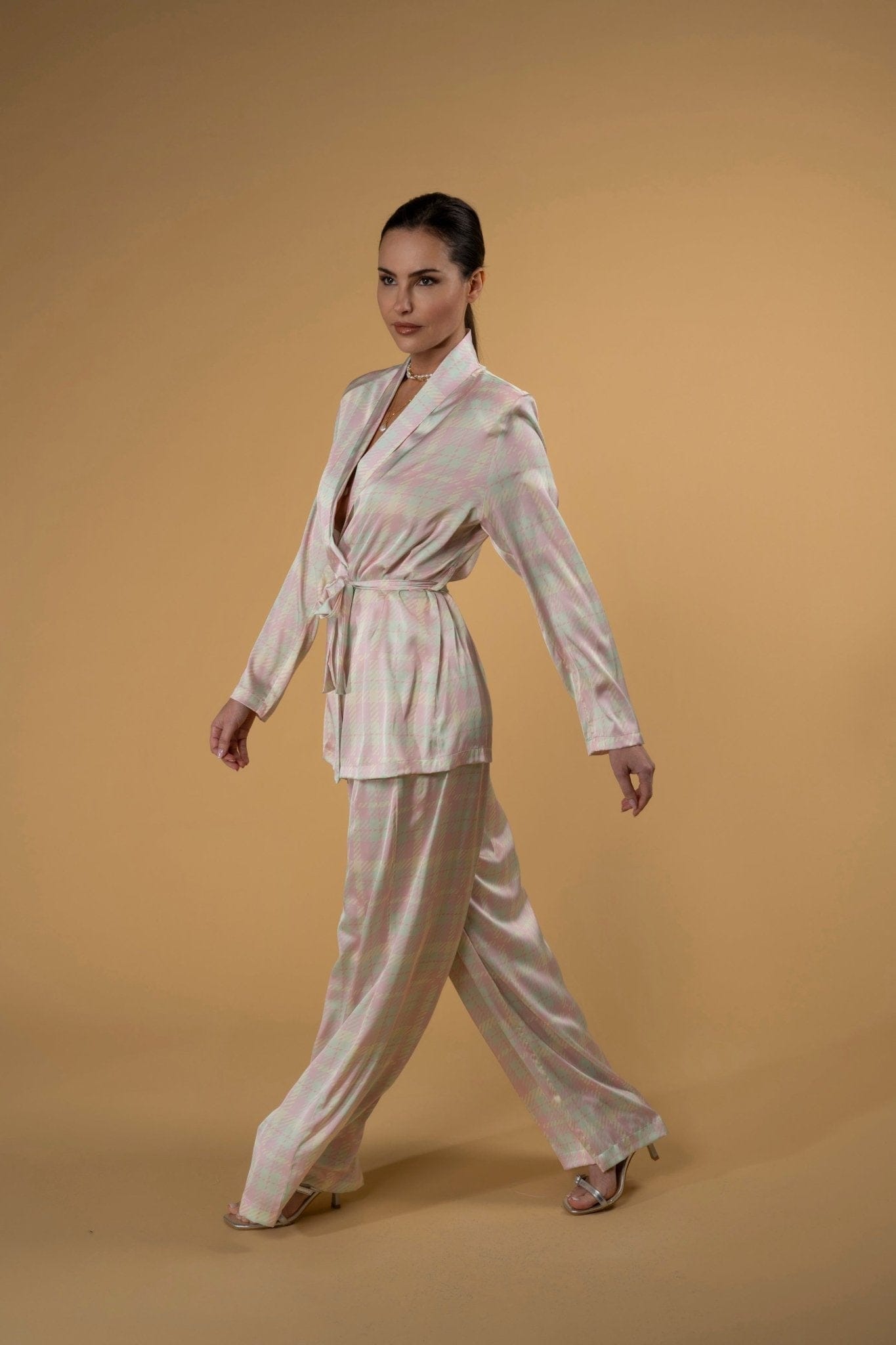 Maison Clad TROUSER JACKOMO CHECKS PINK MINT MCL00892