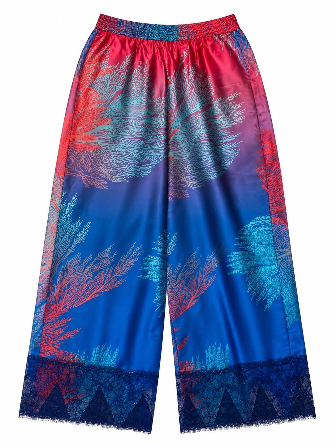Maison Clad TROUSER LARA LACE CORAL REEF BLUE RED MCL13129