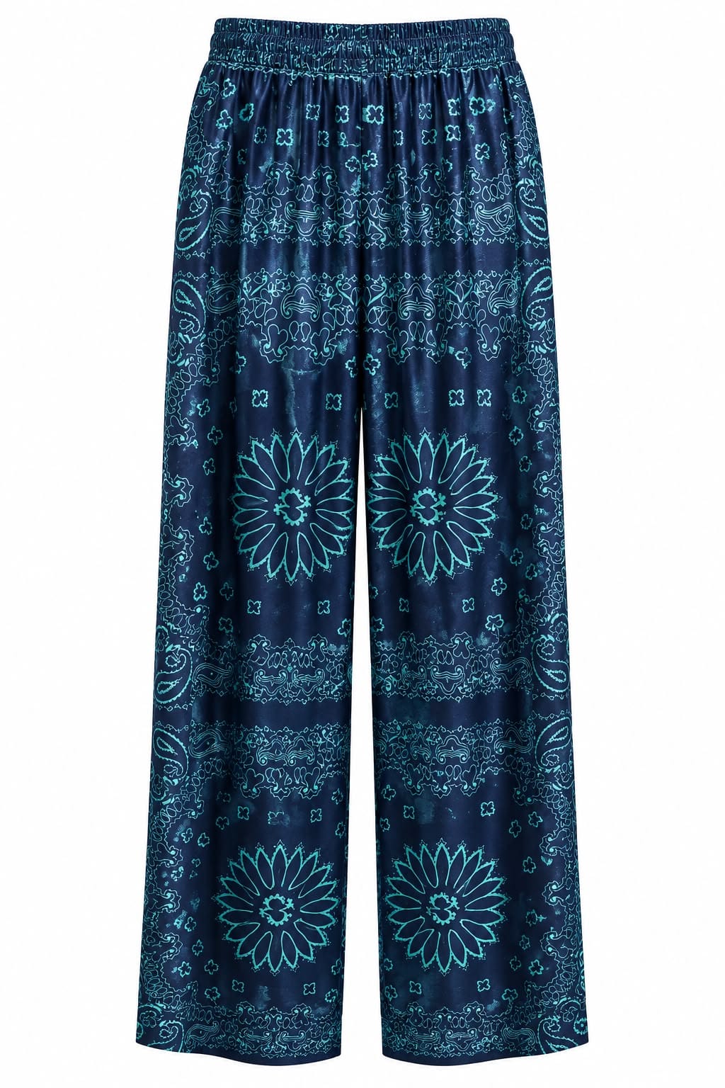 Maison Clad TROUSER MARLENA SILK VELVET BANDANA EMERALD BLUE MCL13536