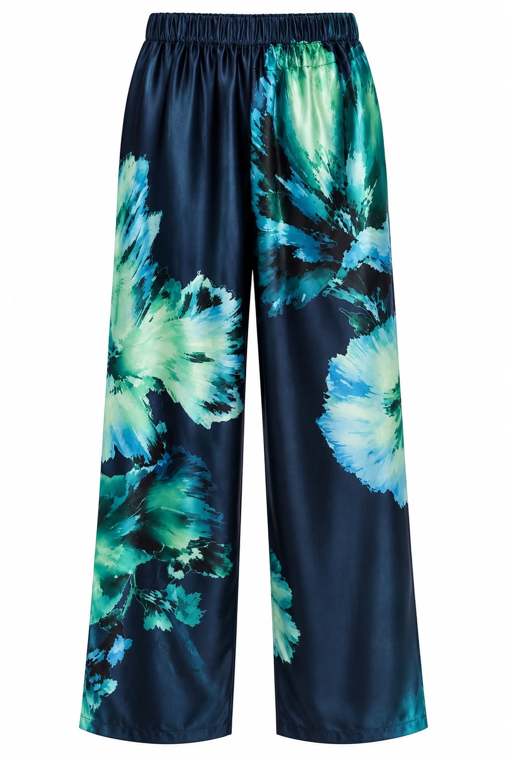 Maison Clad TROUSER MARLENA SILK VELVET FLORAL EMERALD BLUEMCL13531