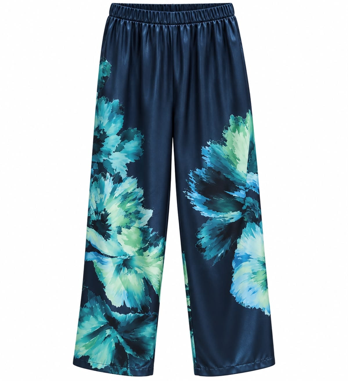 Maison Clad TROUSER MARLENA TICKER SILK FLORAL EMERALD BLUE MCL13540