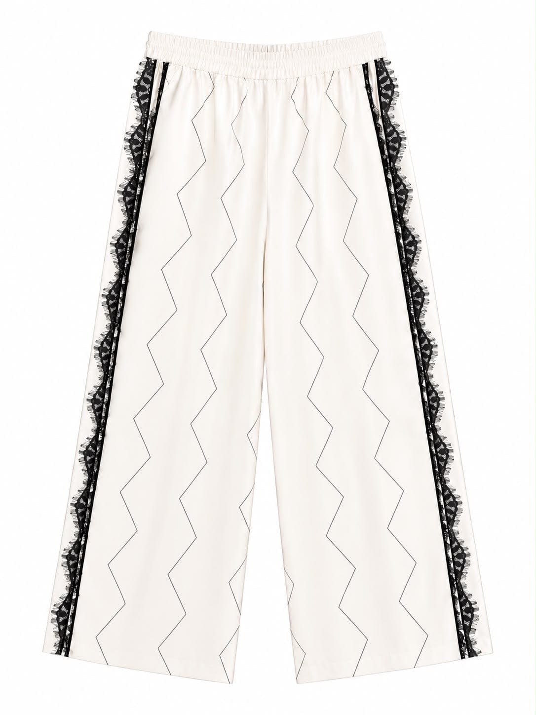 Maison Clad TROUSER ZIG ZAG WHITE BLACK LACE PIPPING MCL12791