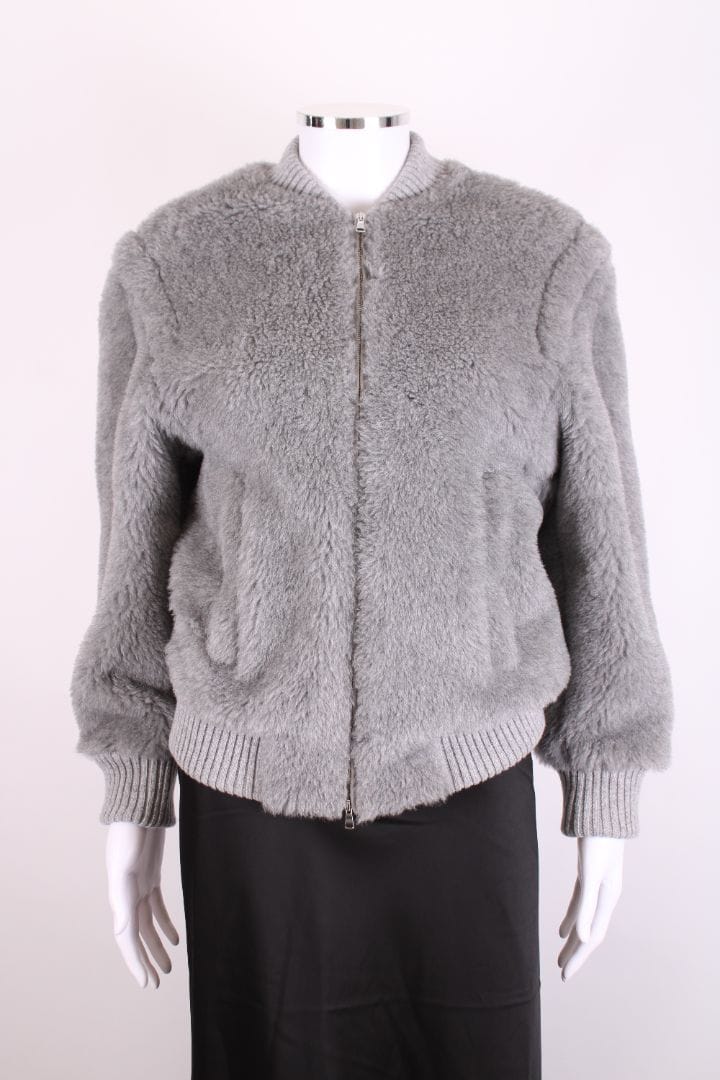 Max Mara Max Mara Terry Teddy Bomber Jacket Grey 2