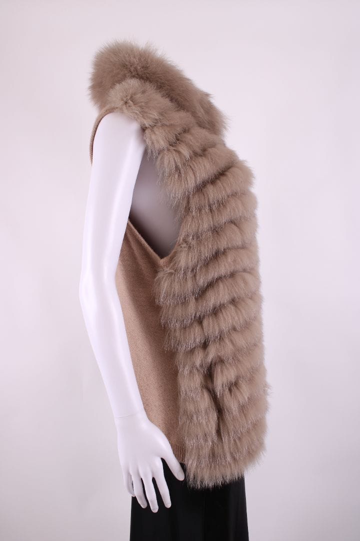 Max & Moi Max & Moi Fox Fur Gilet Beige M