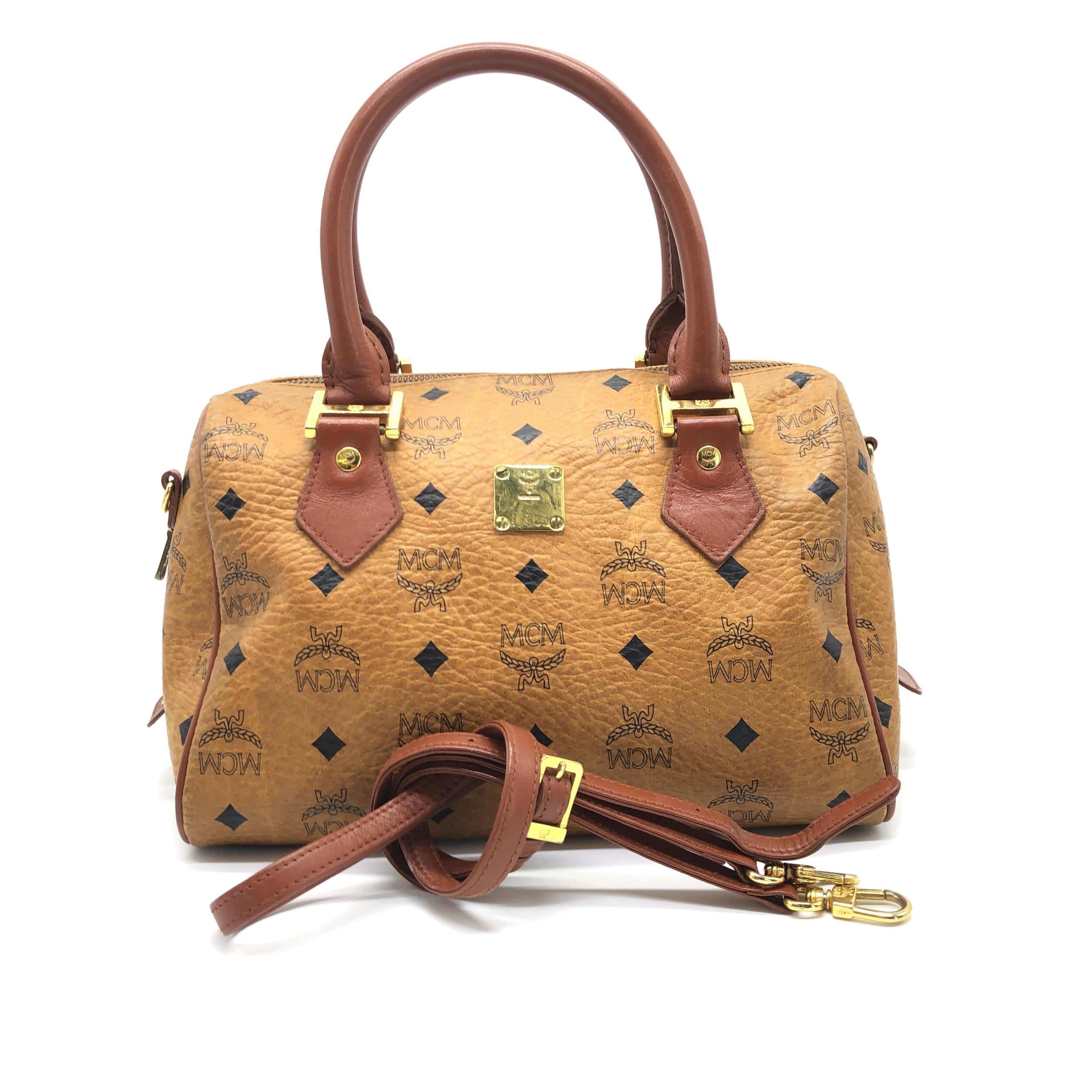 MCM MCM Cognac Visetos Small Boston Bag C335192
