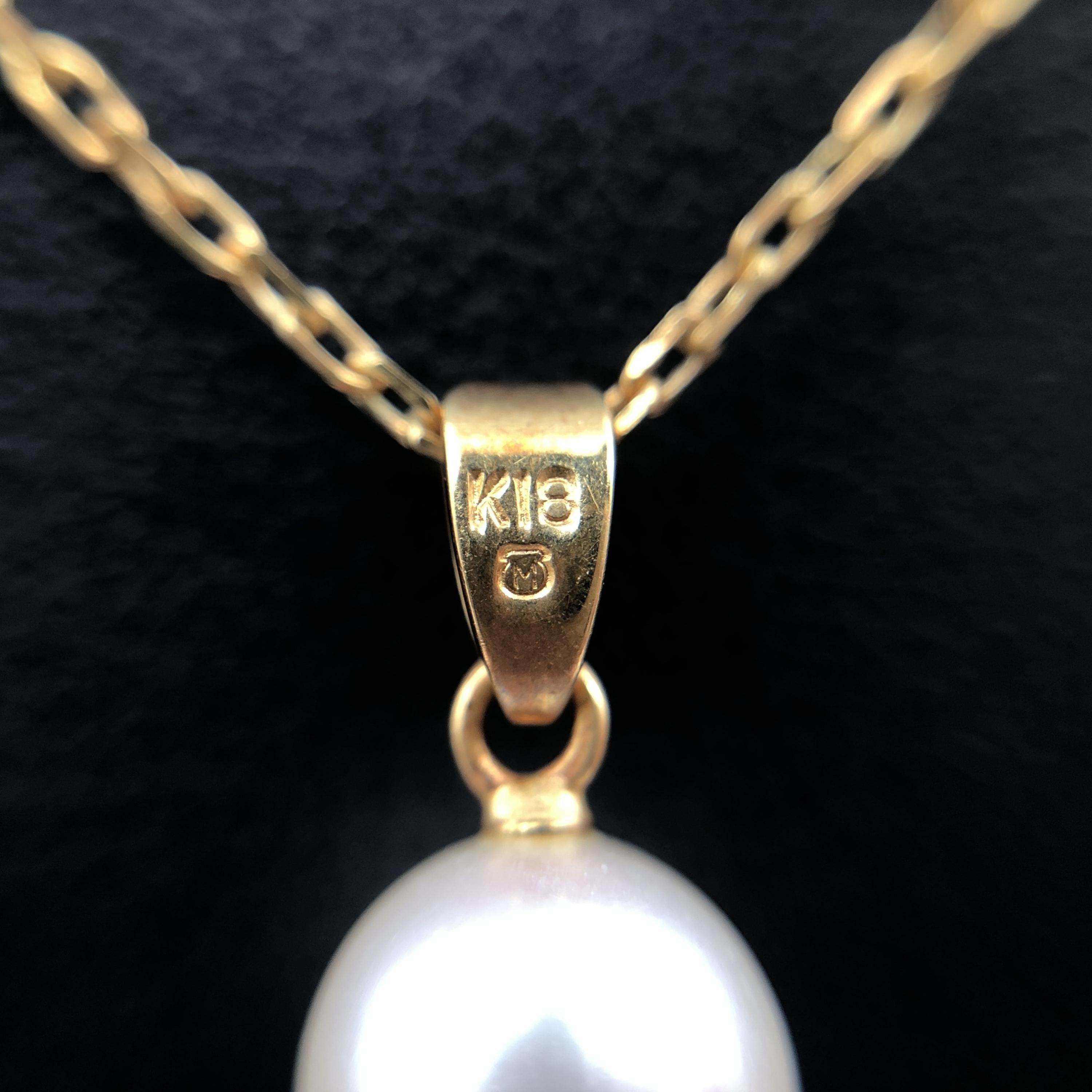 Mikimoto Mikimoto 1P Pearl Necklace, P(7.2mm), K18YG, 2.5g, 16inch ALC3283