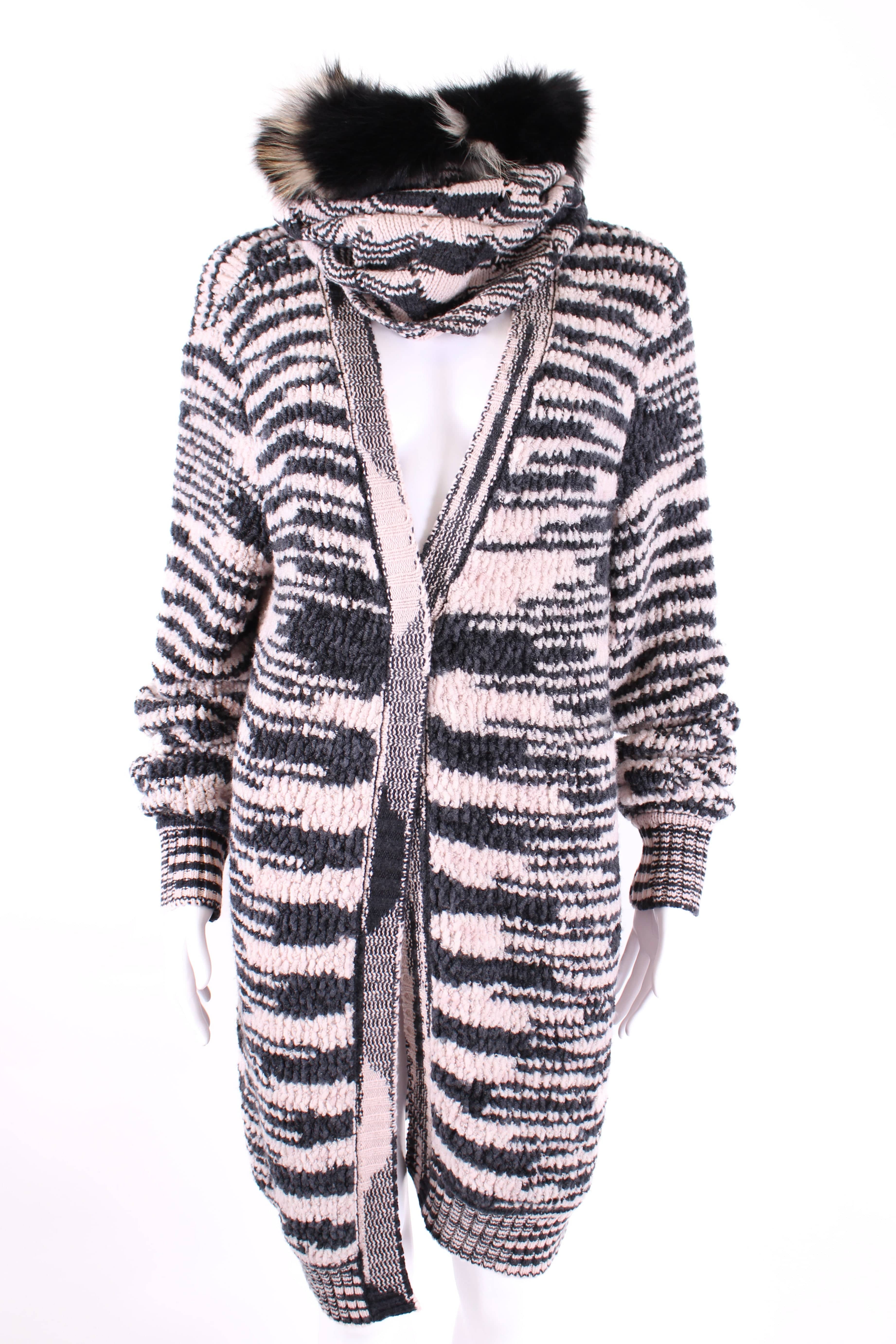 Missoni Missoni Cardigan/ Pom Pom Hat Co-ord Light Pink/ Grey M