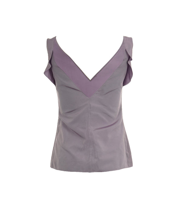 Miu Miu Miu Miu lilac v neck camisole with ruffle sleeve AGC1593