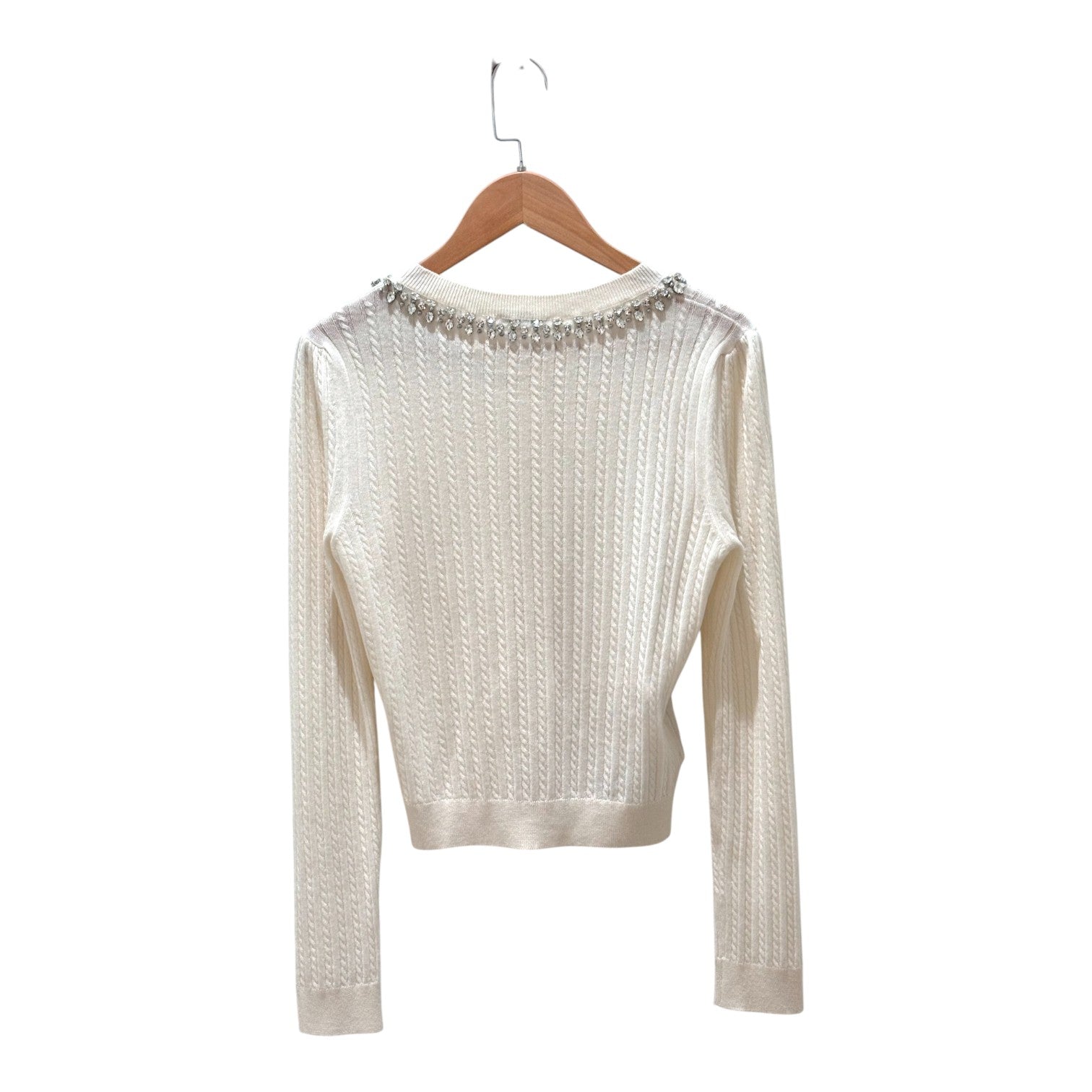 Miu Miu Miu Miu Cream Cashmere Cardigan with Crystals #40