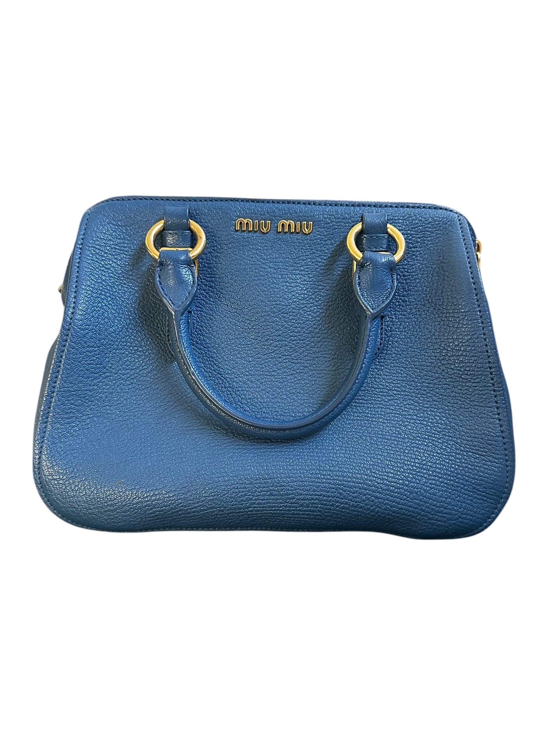 Miu Miu Miu Miu Madras Bowler Bag in Blue with GHW