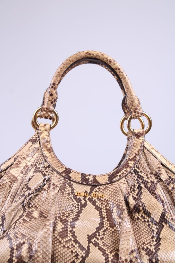 Miu Miu Miu Miu Snake skin hobo bag Beige