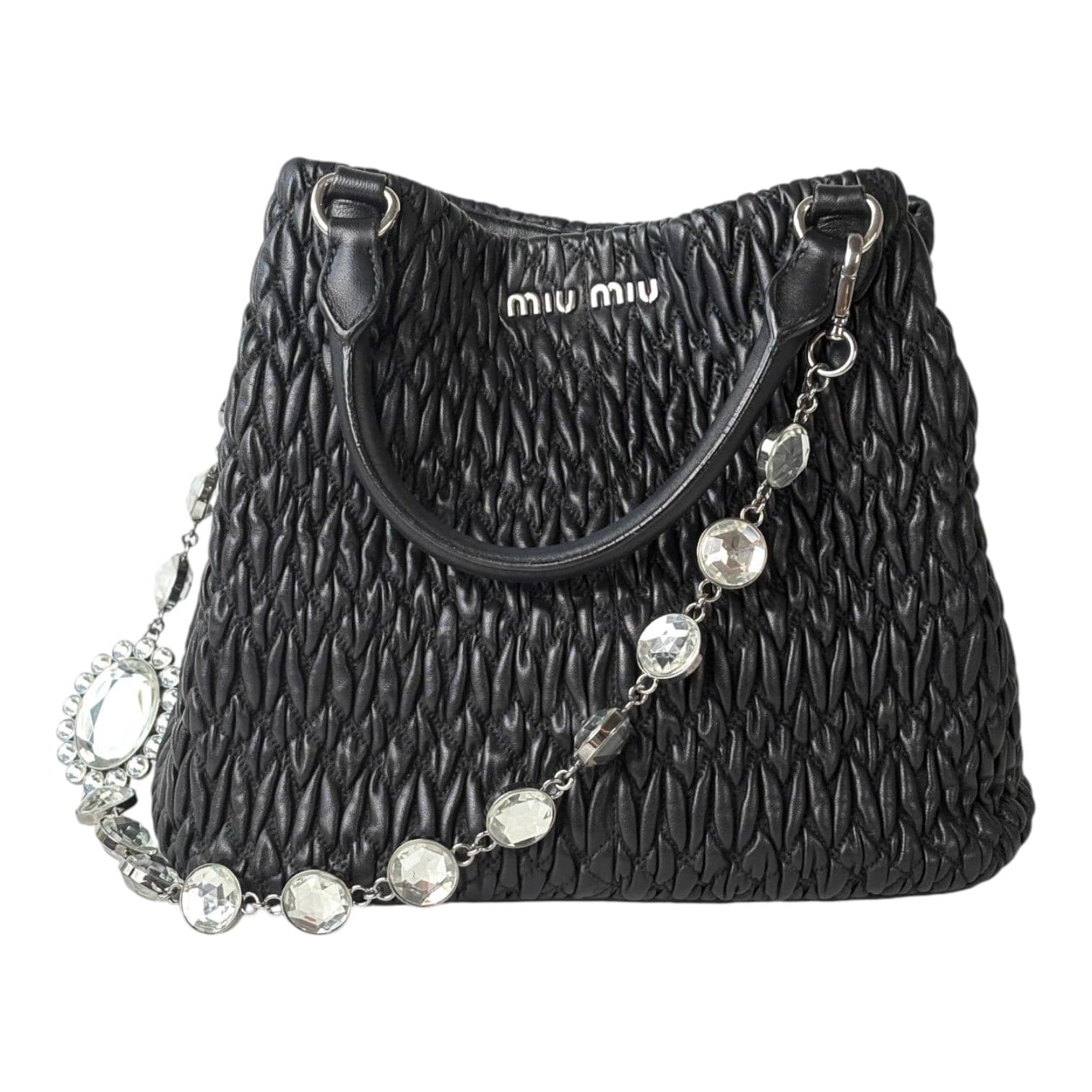 Miu Miu Miumiu Black Crystal Tote Bag