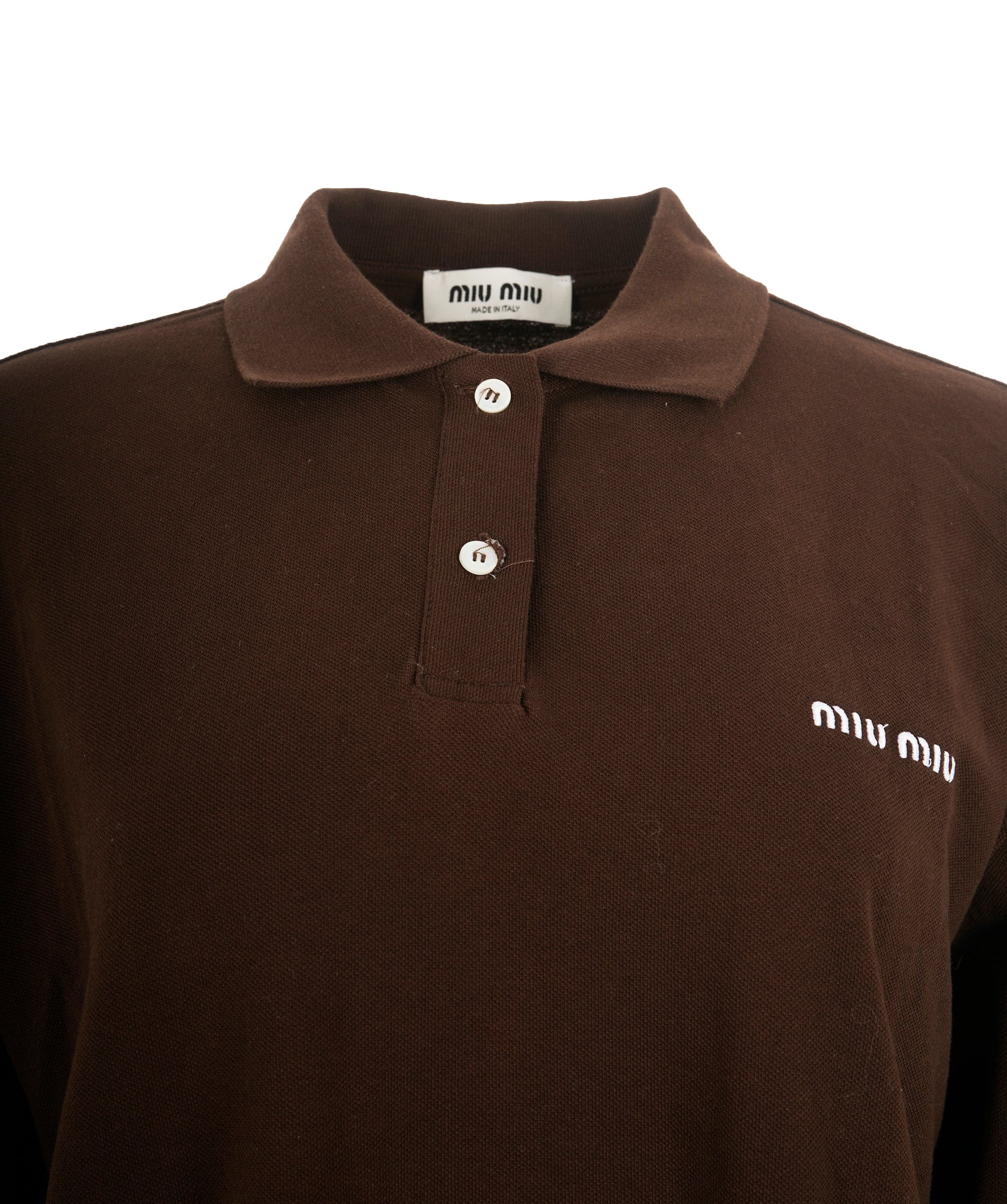 Miu Miu Miu Miu Brown Logo Long Sleeve Polo Jumper ALC2236