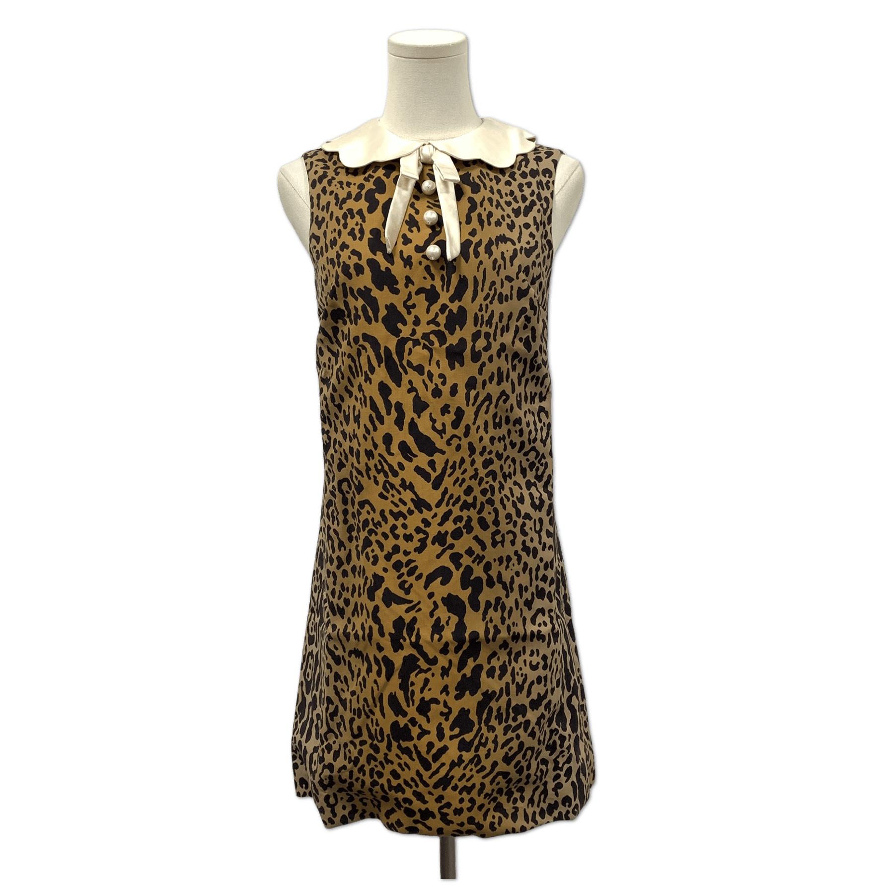 Miu Miu Miu Miu Leopard Print White-Collar Bow Mini Dress size 38 C1361448700