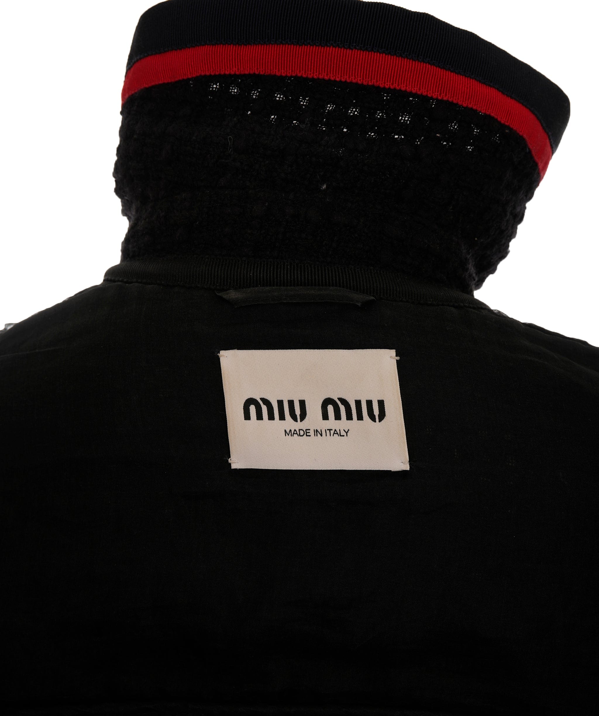 Miu Miu Miu Miu Logo Striped Detail Red and Black Coat ALC2729