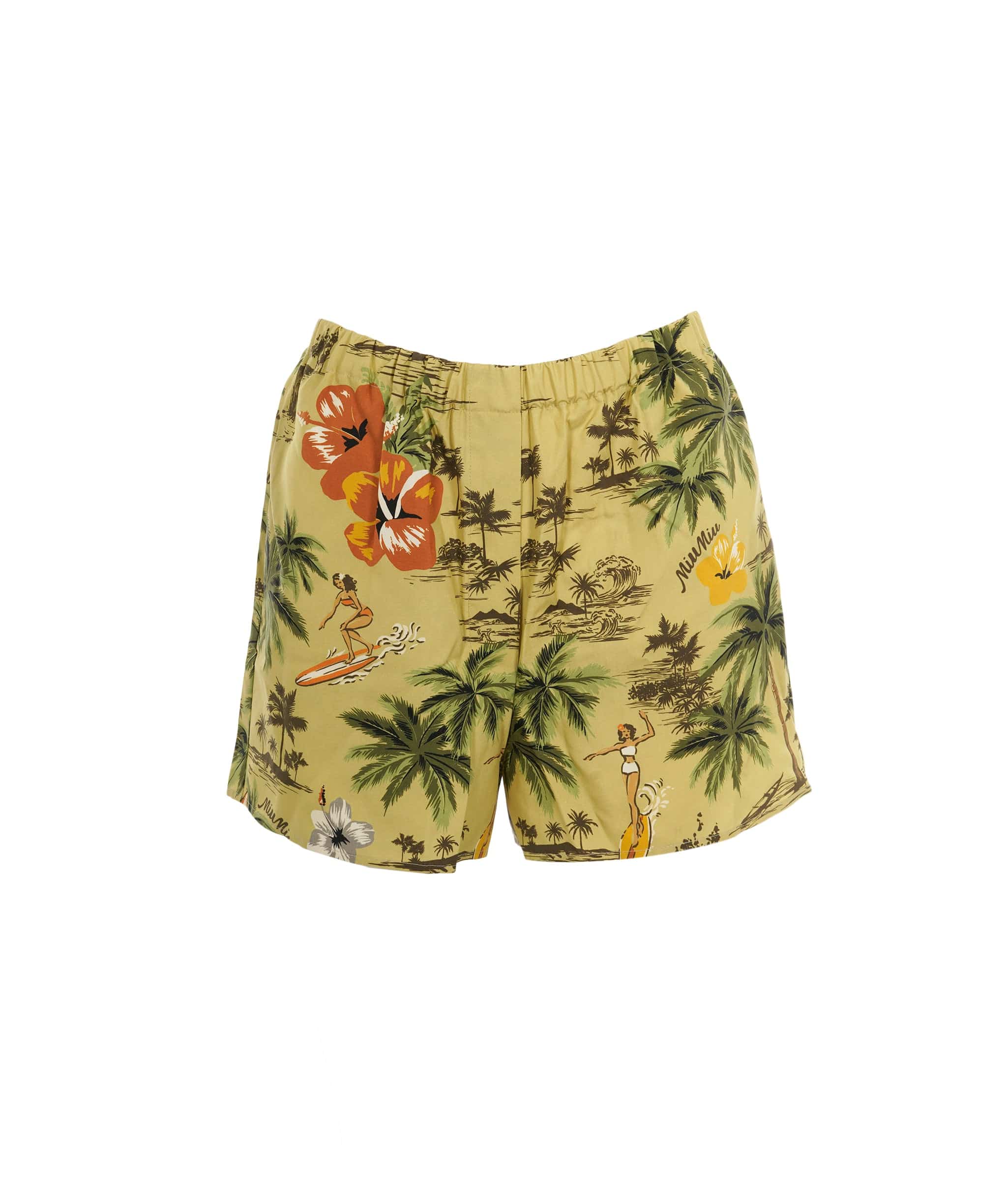 Miu Miu Miu Miu Multicolour Silk Logo Hawaiian Shirt & Shorts Set ALC1988