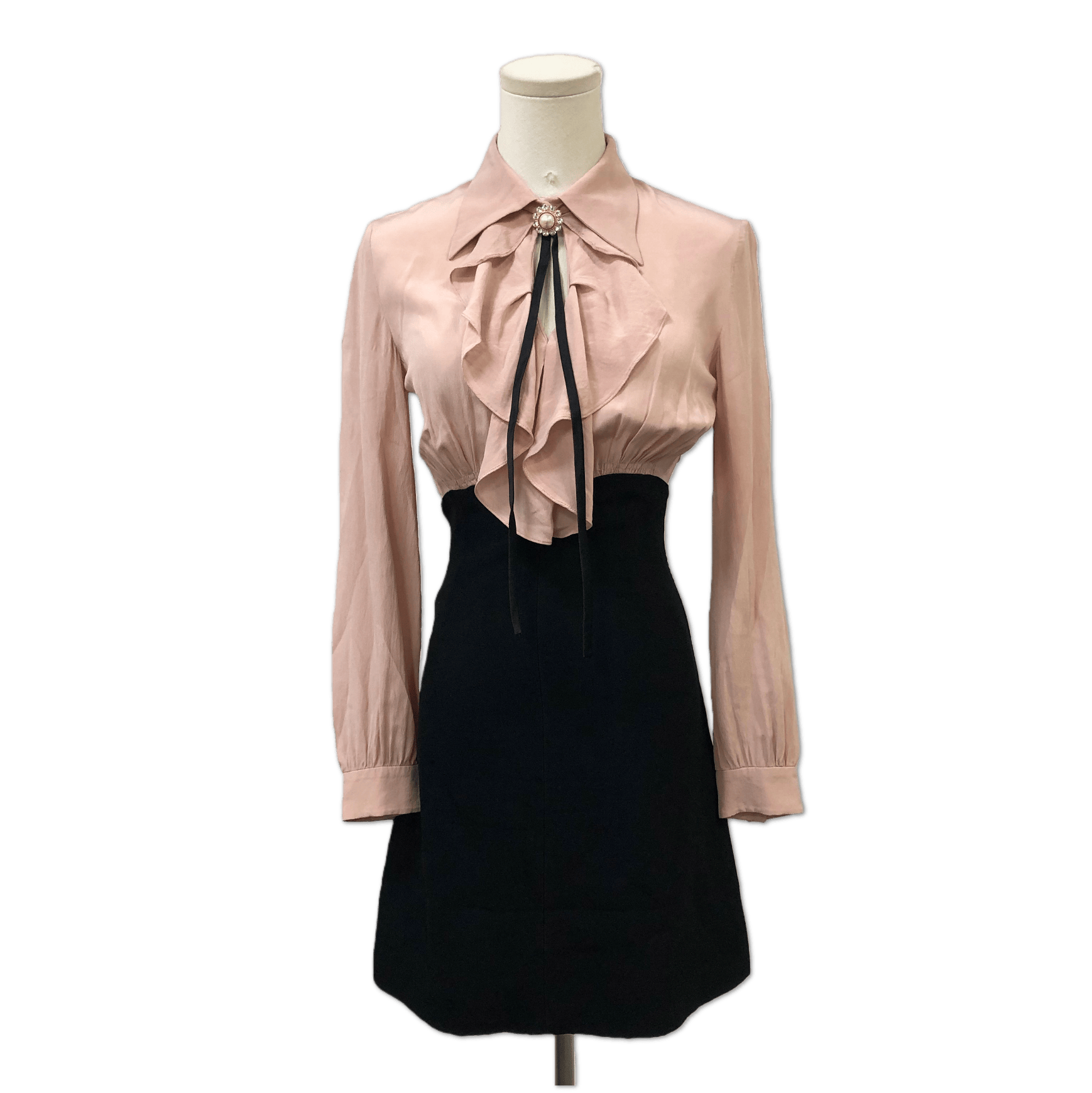 Miu Miu Miu Miu Pink Silk Ruffled Brooch-Detail Mini Dress size 36 FQ0149687271