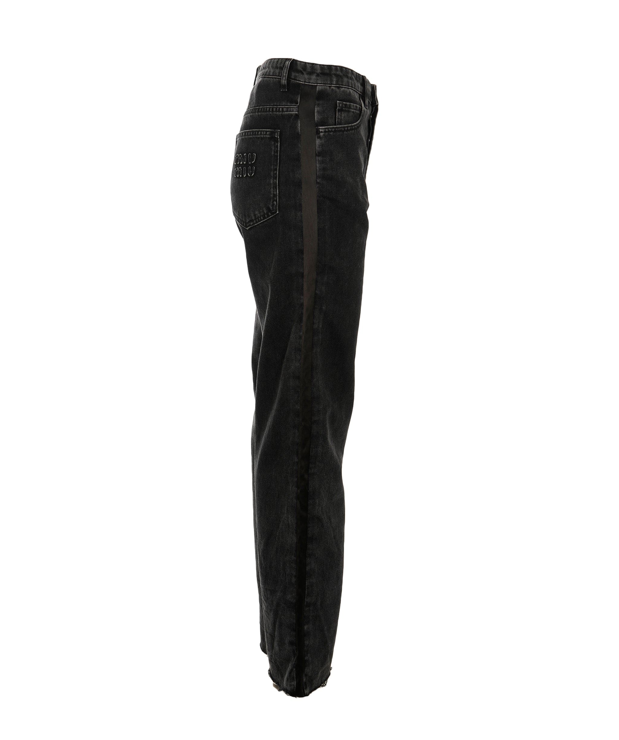 Miu Miu Miu Miu – Vintage-Wash Denim Jeans with Logo Patch ALC2425