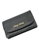 Miumiu Miu Miu black grained leather cardholder with GHW - AJC0481