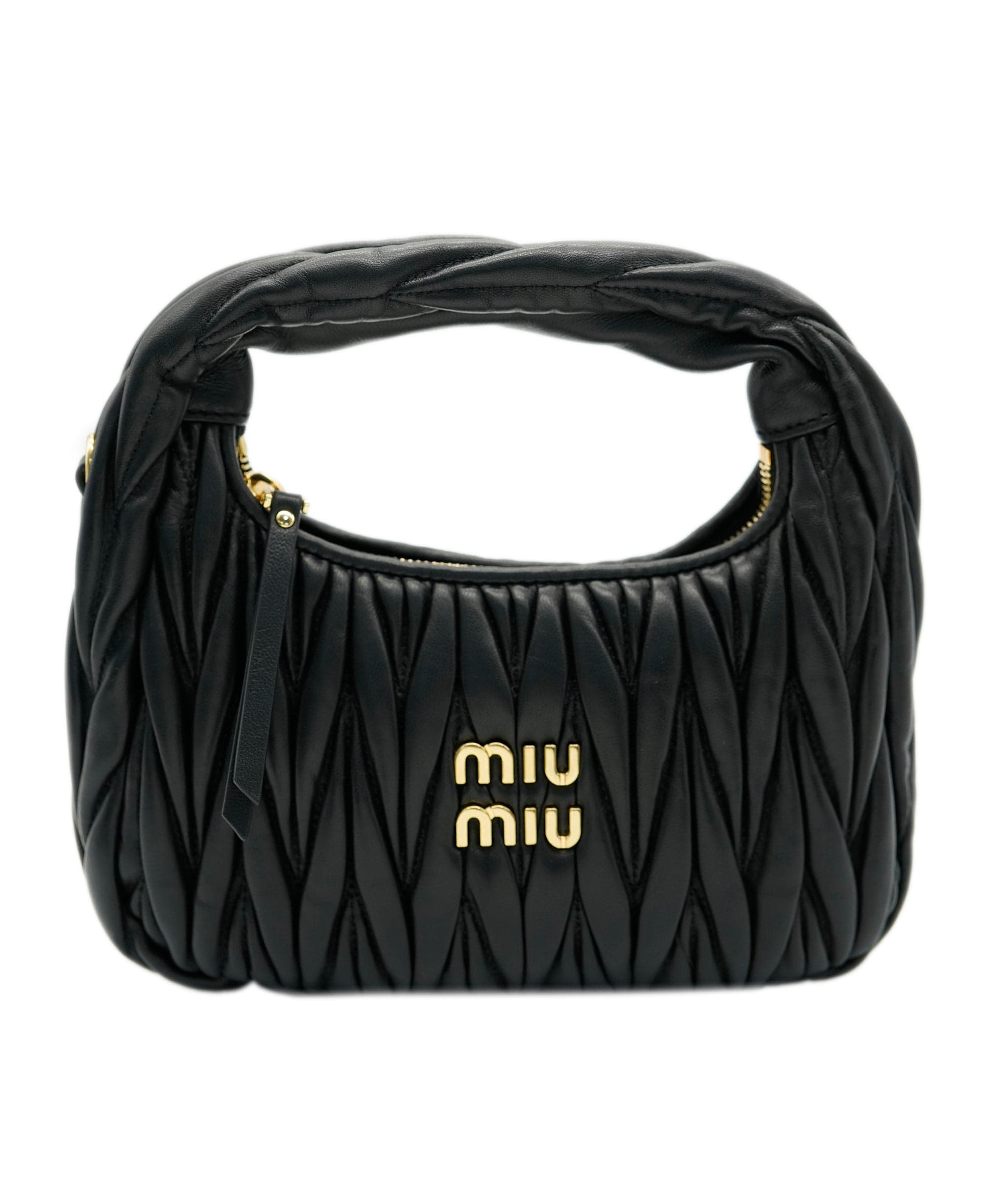 Miumiu Miu Miu Black Leather Mini Wander Hobo 131958