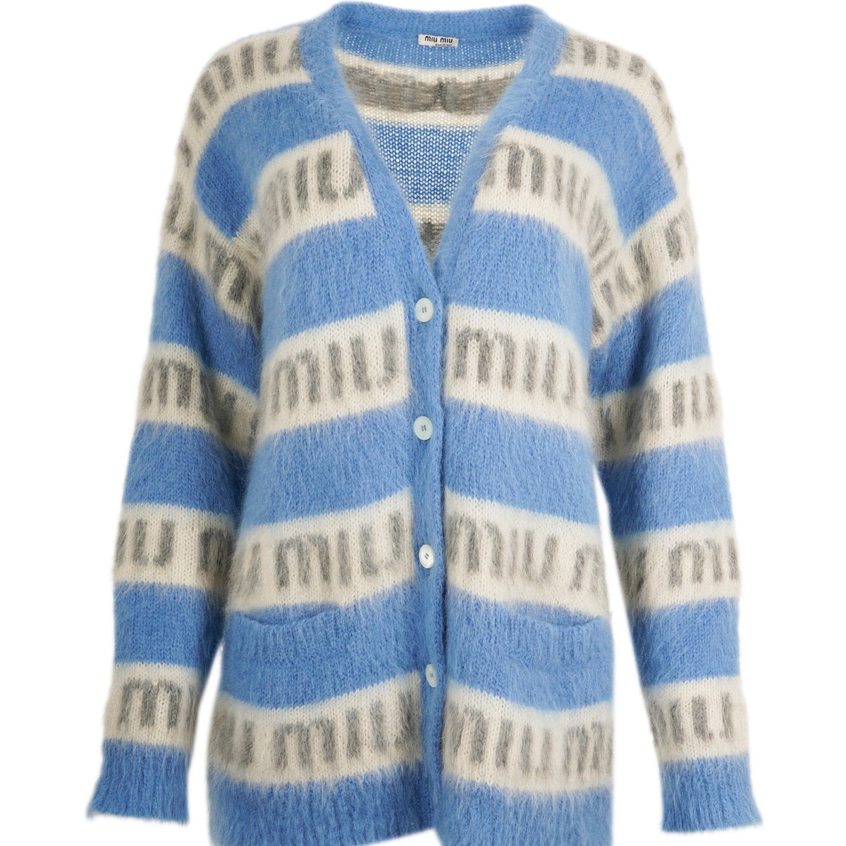 Leopard Cardigan Miu Miu Mohair Cardigan Miu Miu Blue Off-white 