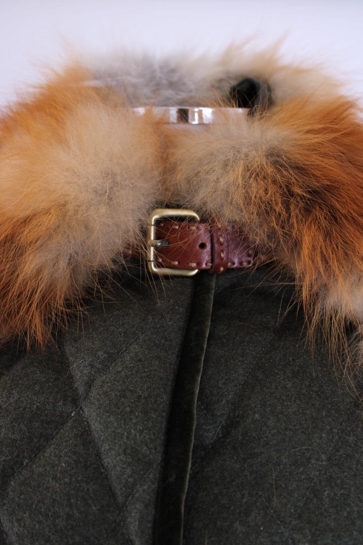 Moncler Moncler Fox Fur & Wool Jacket Khaki S