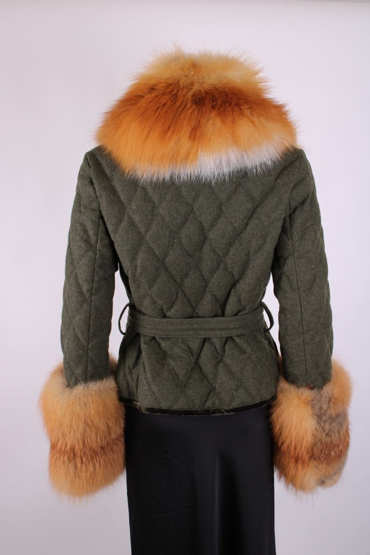 Moncler Moncler Fox Fur & Wool Jacket Khaki S