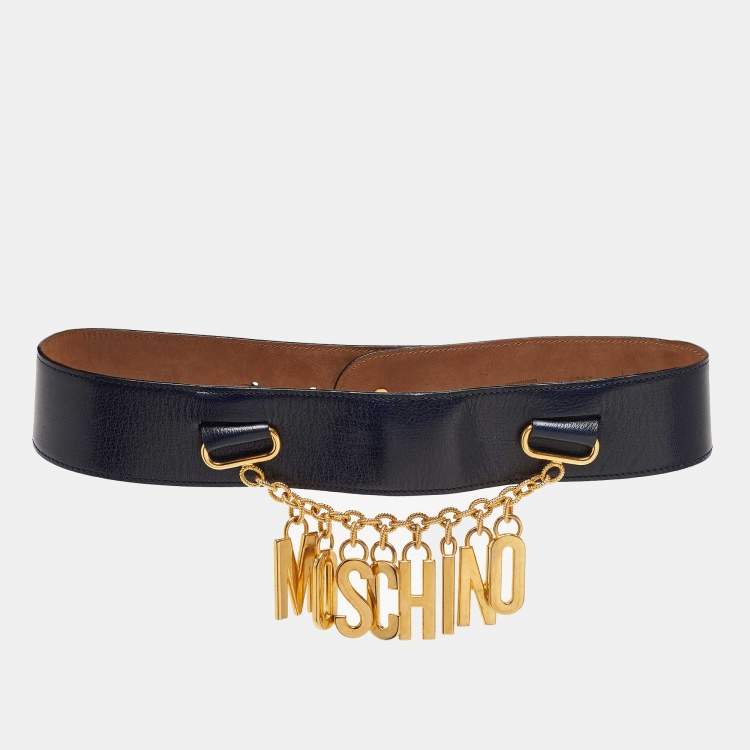 Moschino Moschino Leather Logo Charm Waist Belt 70CM ASCLC1916